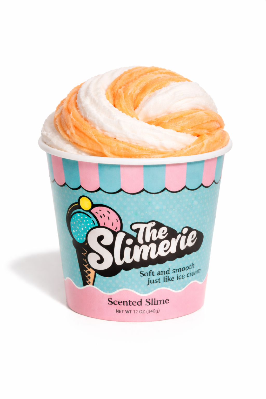 The Slimerie Ice Cream Slime (Orange/White Swirl)