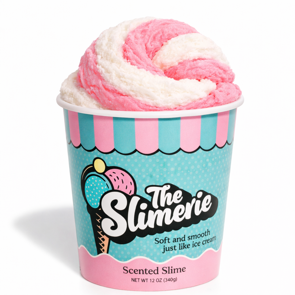 The Slimerie Ice Cream Slime (Pink/White Swirl)