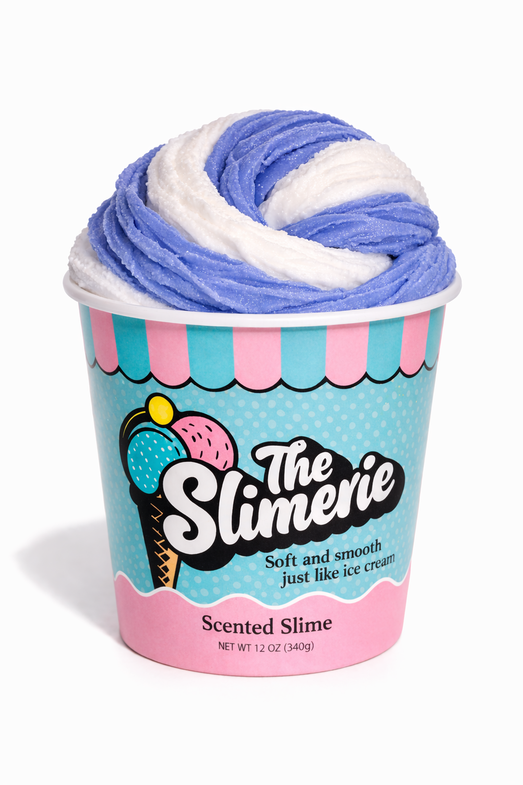 The Slimerie Ice Cream Slime (Blue/White Swirl)