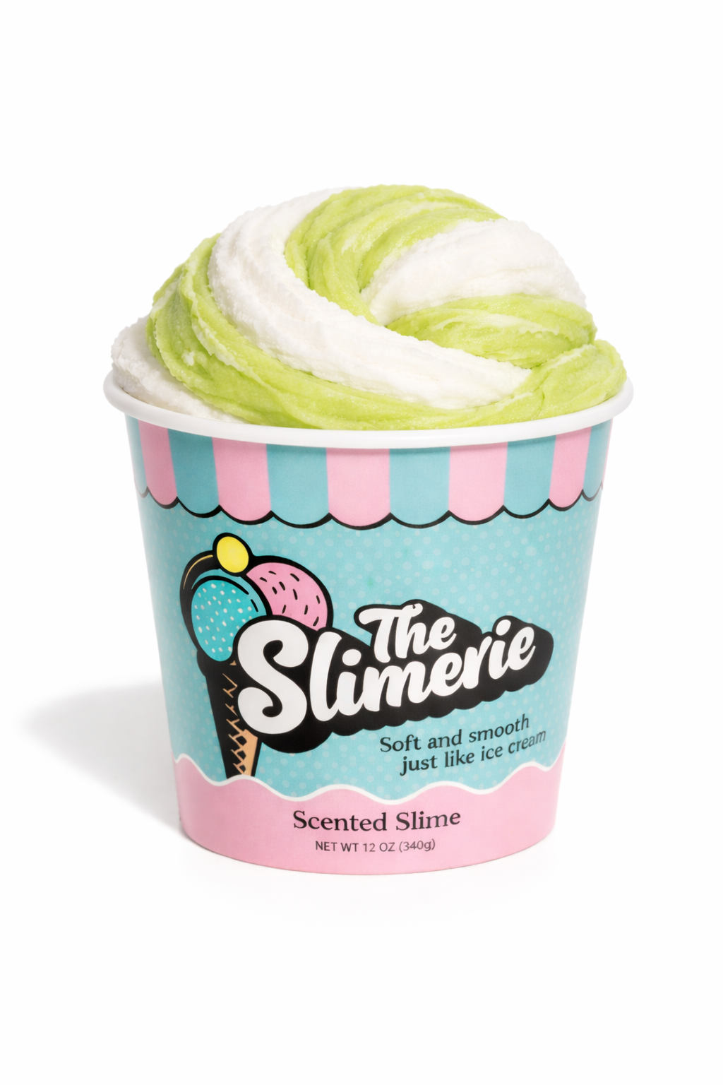 The Slimerie Ice Cream Slime (Green/White Swirl)