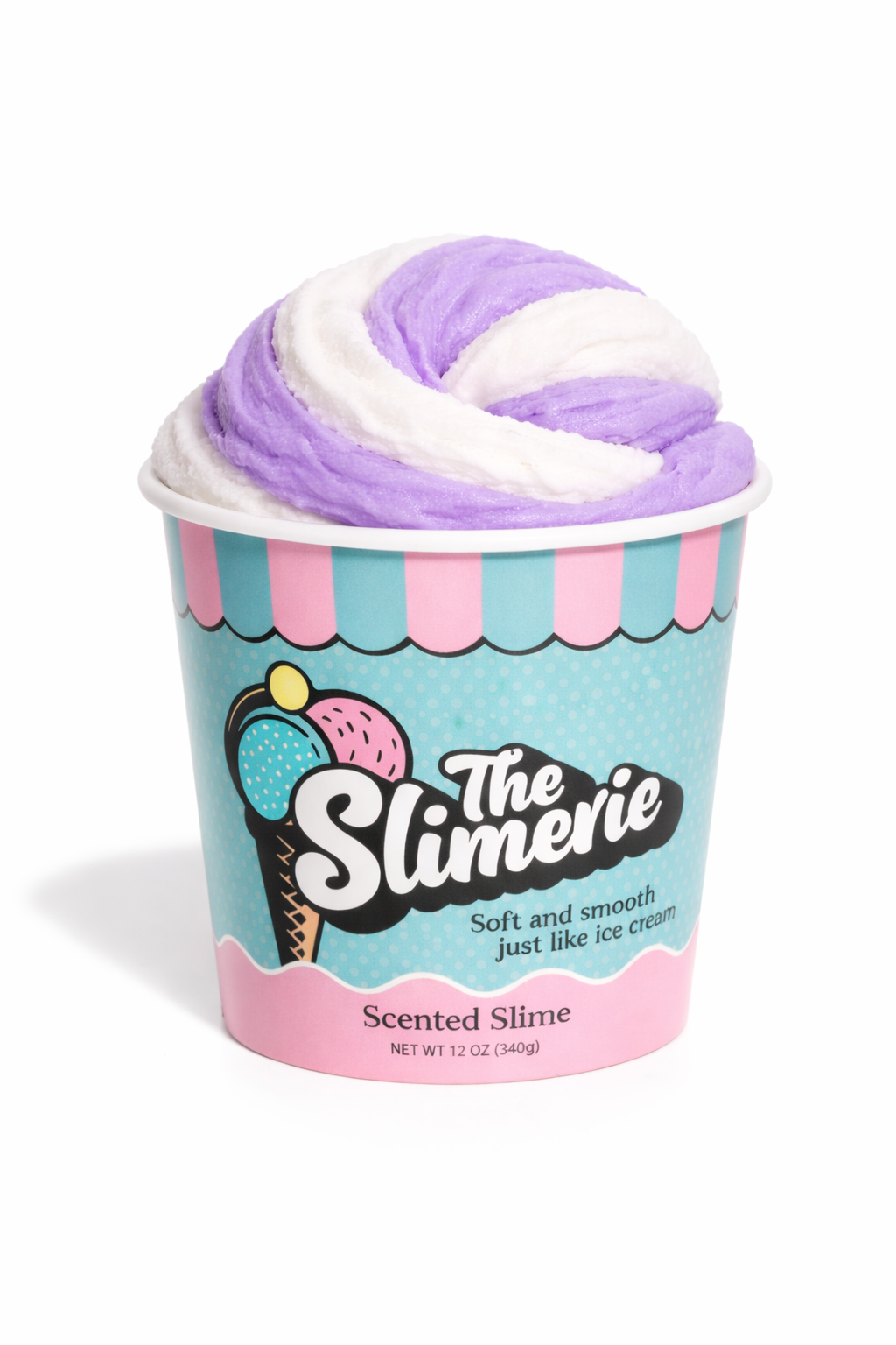 The Slimerie Ice Cream Slime (Purple/White Swirl)