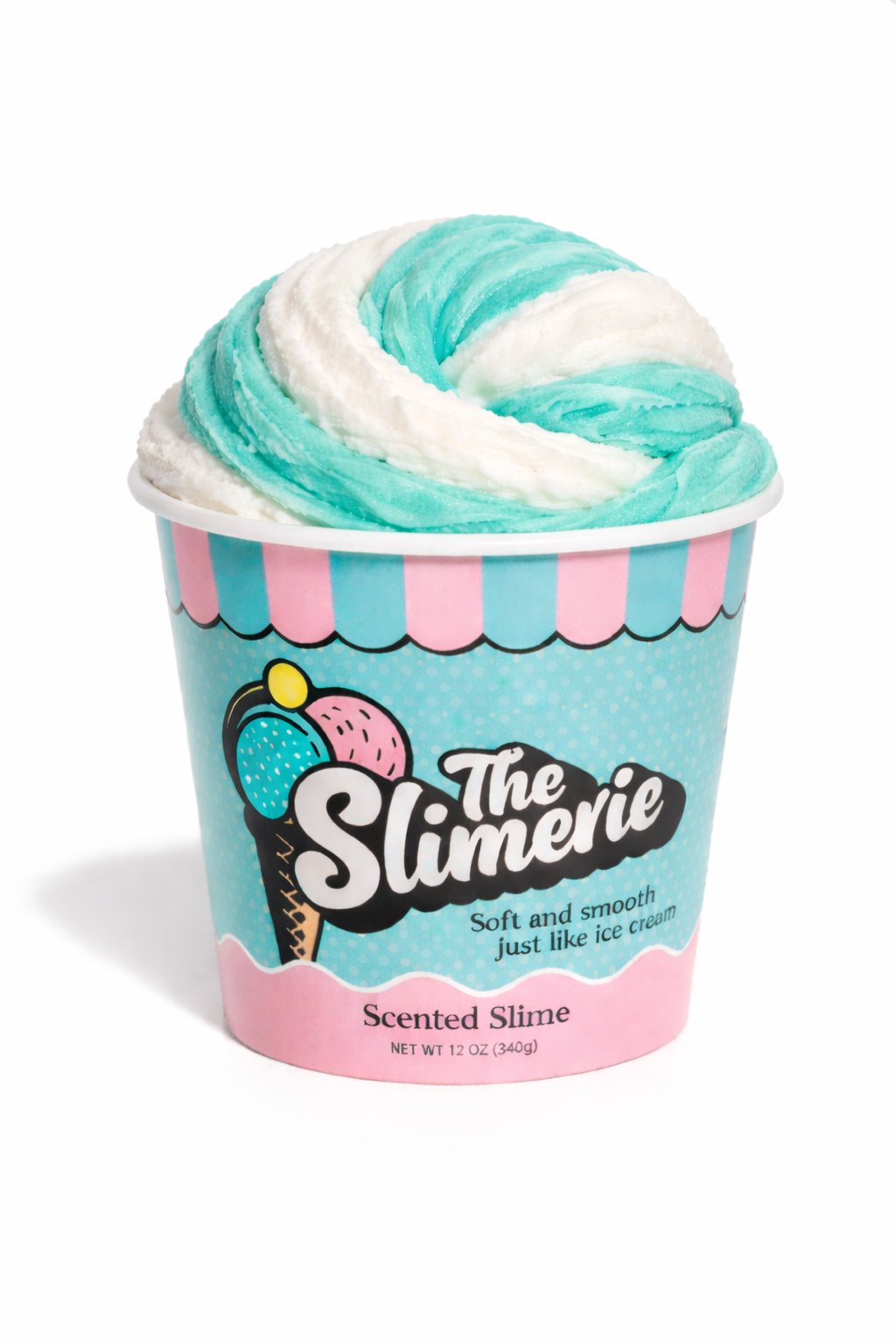 The Slimerie Ice Cream Slime (Teal/White Swirl)